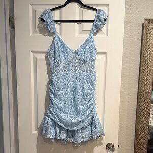 Light Blue Sleeveless Dress with Ruffle Hem
